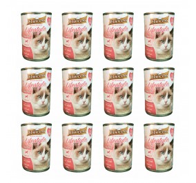 Pack of 12 - Princess Maintenance Lifestyle Chunks Adult Complete Cat Food with Salmon 405g