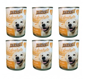 Pack of 6 - Princes Maintenance Lifestyle Chunks Adult Complete Dog Food with Chicken and Turkey 405g
