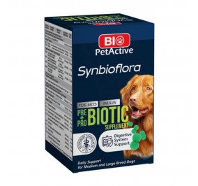 Bio PetActive Synbioflora Pre+Probiotics for Medium & Large Breed Dogs 60 Chewable Tablets